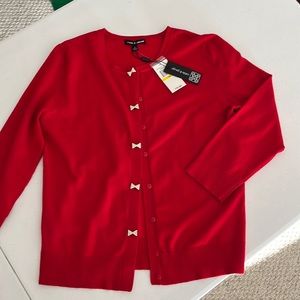 Red cardigan sweater